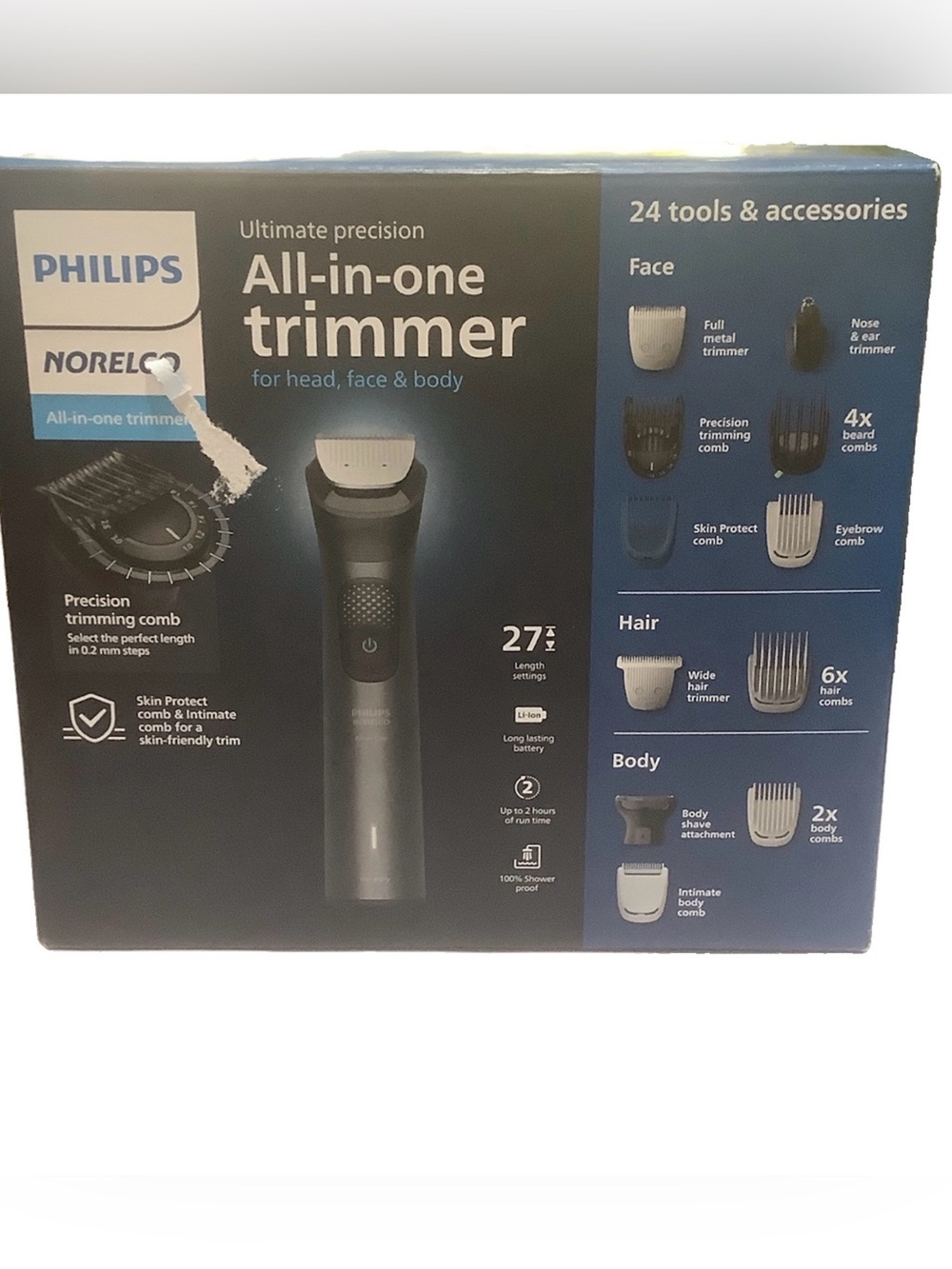 Philips Norelco ultimate precision All-in-One Trimmer- head face and body MG9526